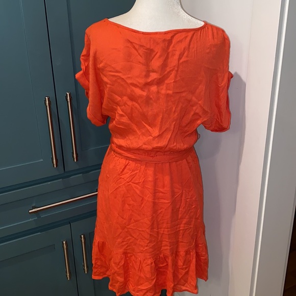 NWT BB Dakota Golden Ages Tie Waist Layered Dress in Clementine - Picture 6 of 10